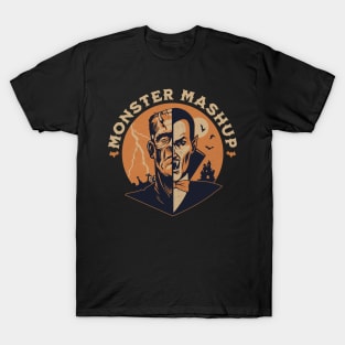Monster Mash Frankenstein Dracula Halloween Mashup Retro Fun Spooky T-Shirt
